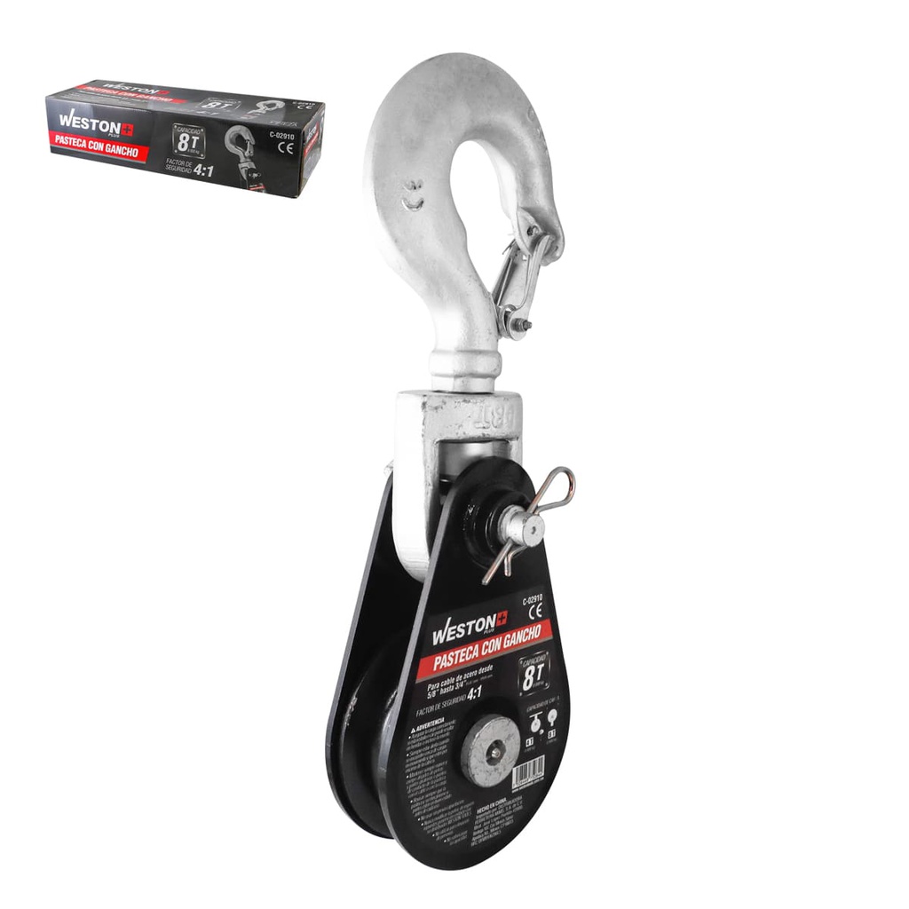 PASTECA GIRATORIA 8T-6&quot; C/GANCHO P/CABLE D/ACERO 3/4&quot; WESTON PLUS