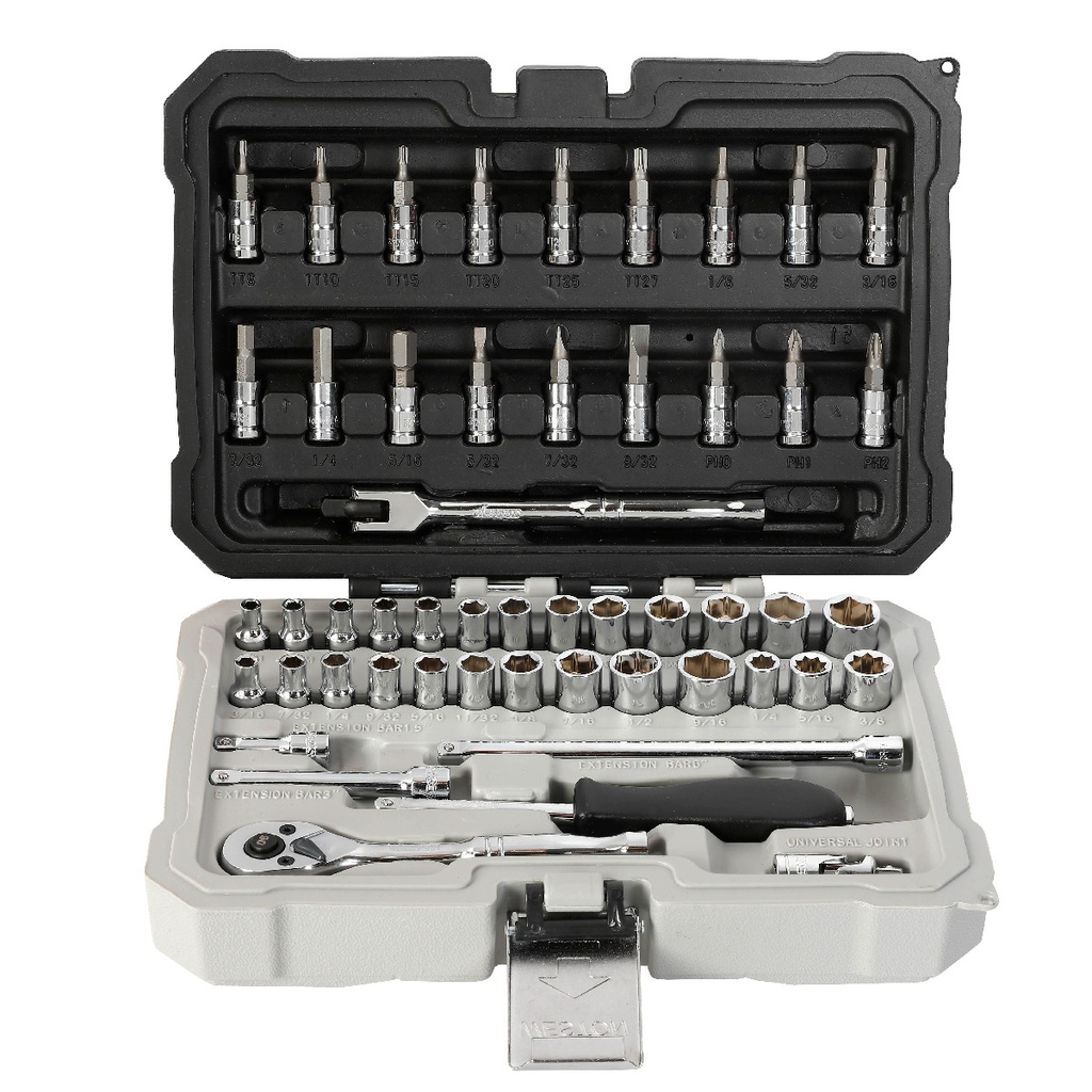 JUEGO  D/51 DADOS CUADRO 1/4&quot; FRACC. Y METRIC. P/MECANICO