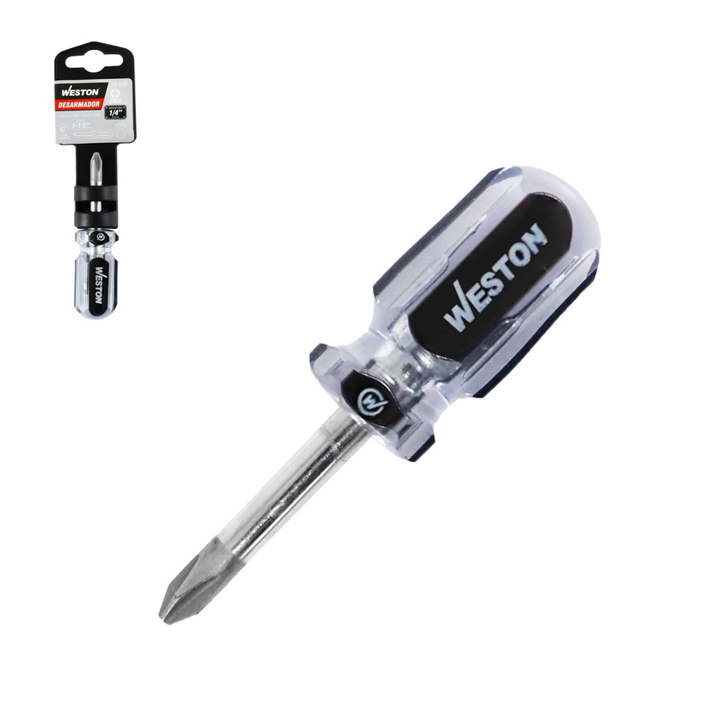 DESARMADOR T/TROMPO PHILLIPS 1/4 X 1-1/2&quot; MANGO PVC ASME-B107.600 (CAJA C/6 PZAS - PRECIO X PIEZA)