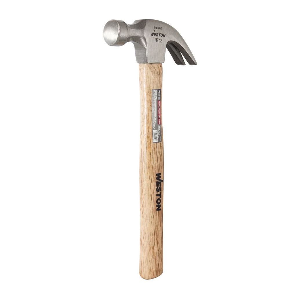MARTILLO PULIDO UÑA CURVA 16 OZ MANGO 13" DE MADERA DURA