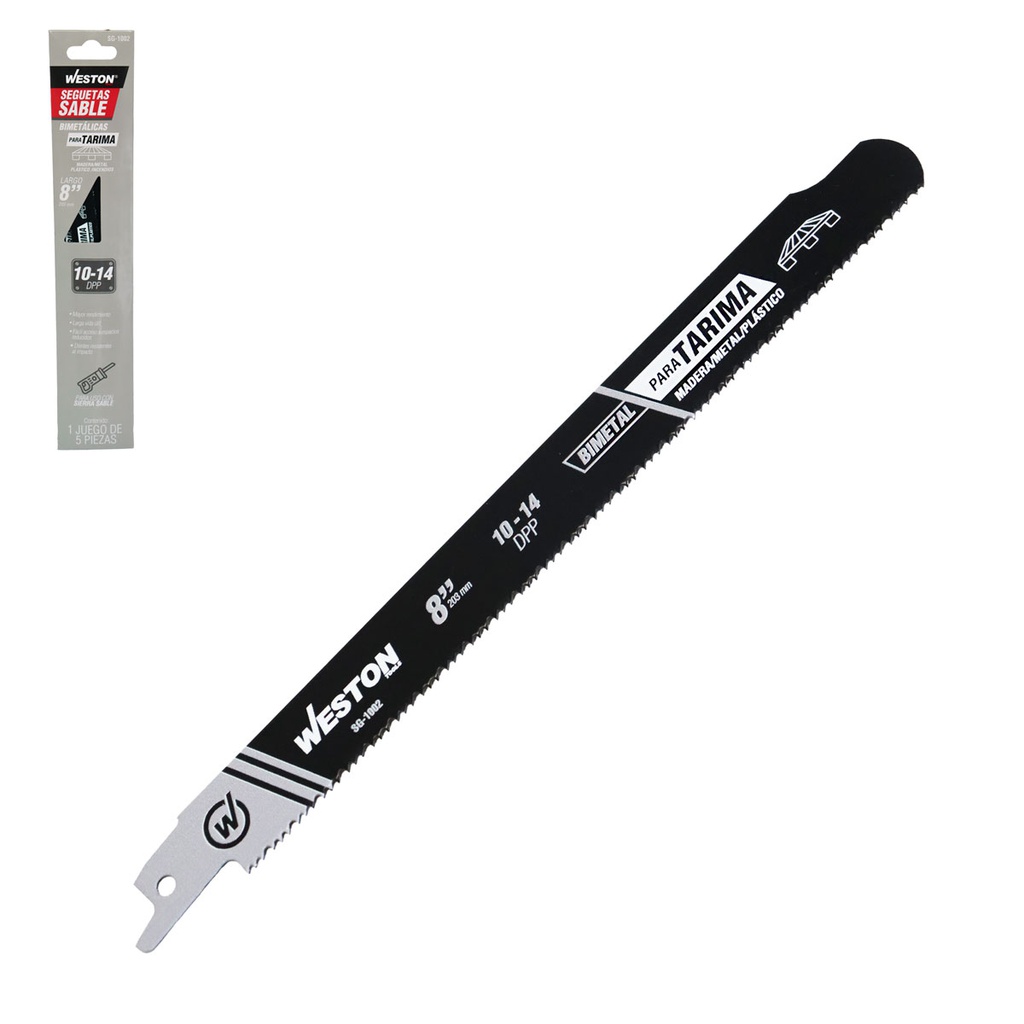 SEGUETA SABLE BIMETALICA DESARMADORA DE TARIMAS 8&quot; 10/14DPP (JGO C/5 PZS)