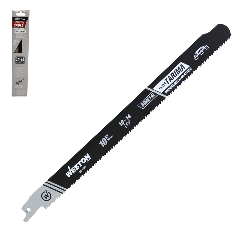 SEGUETA SABLE BIMETALICA DESARMADORA DE TARIMAS 10" 10/14DPP (JGO C/5 PZS)