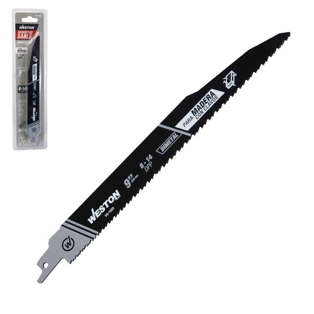 SEGUETA SABLE BIMETALICA 9&quot; 8/14DPP (JGO C/5 PZS)