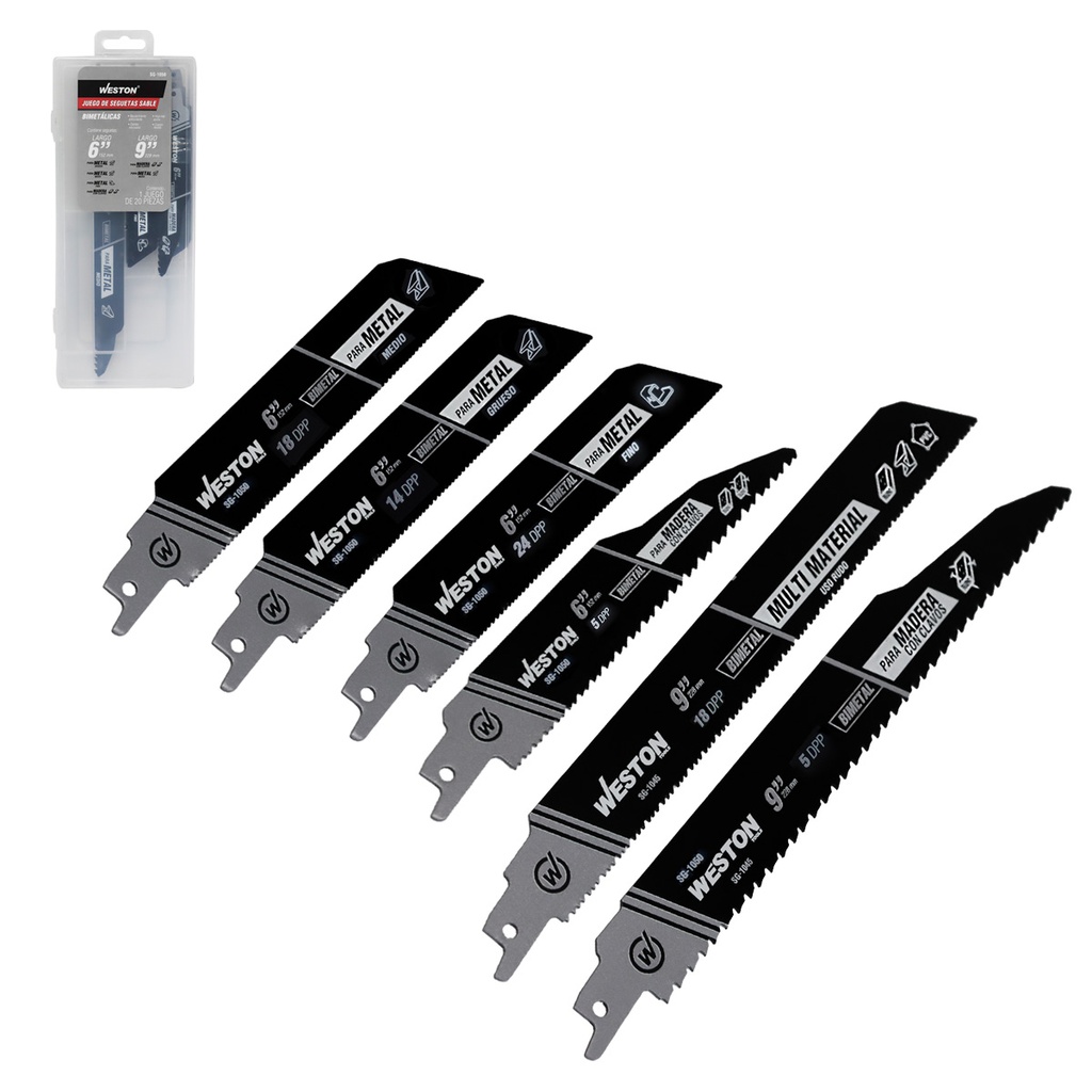 SEGUETA SABLE BIMETALICA 6&quot; 5DPP, 6&quot; 14DPP, 6&quot; 18DPP, 6&quot; 24DPP, 9&quot; 5DPP &amp; 9&quot; 18DPP (JGO C/20 PZS)