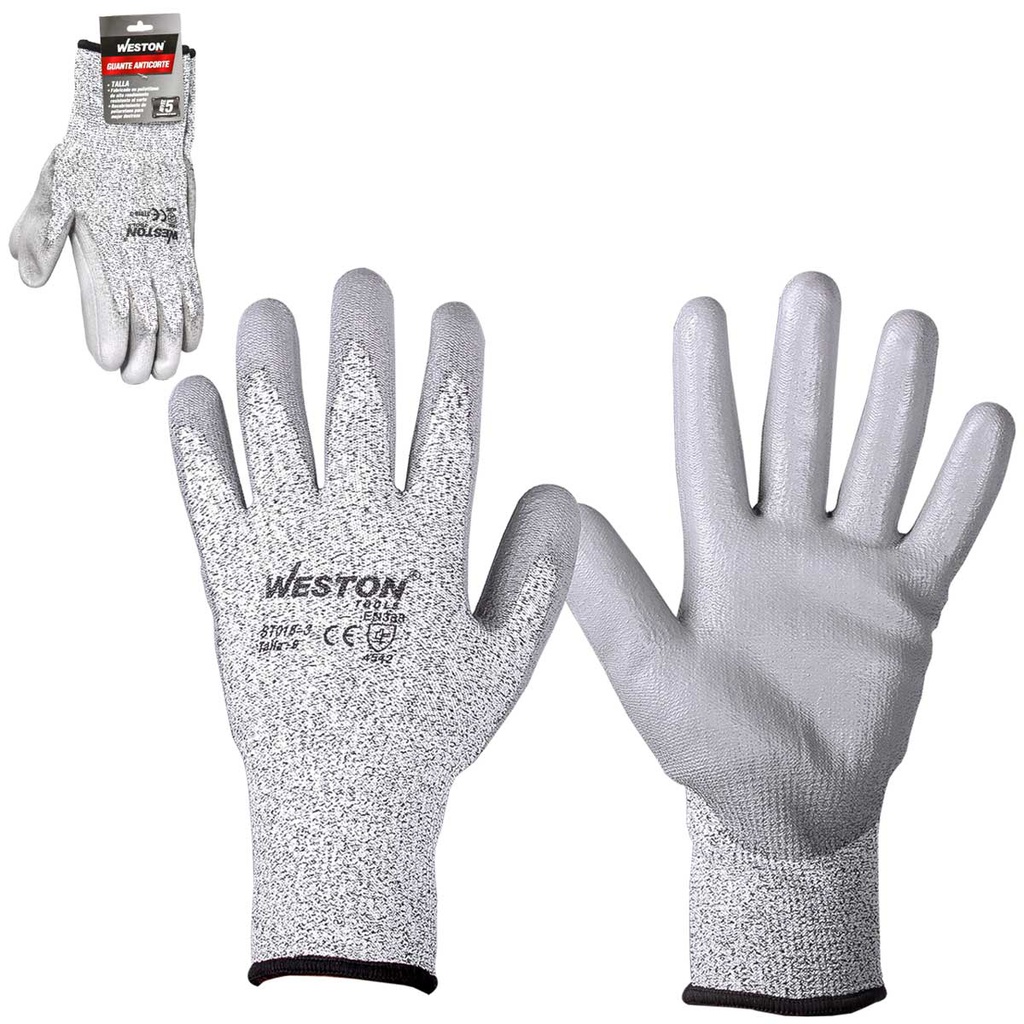 GUANTE ANTICORTE WESTON NIVEL 5 TALLA 9 (Con Recubrimiento)