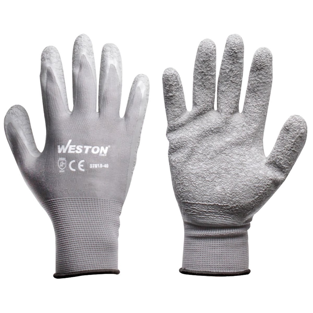 GUANTE LATEX ARRUGA EN PALMA 13G (Precio x par - Empaque c/10 pares)