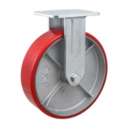 [Y-1041-200] RODAJA FIERRO VACIADO C/PU FIJA ROJA 8X2"