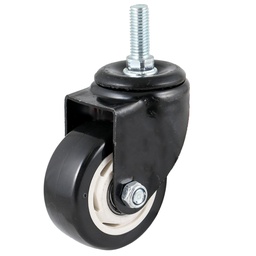 [Y-2041-40] RODAJA DE PVC NEGRO GIRATORIA C/ESPIGA ROSCADA 1-1/2" (40X22MM)