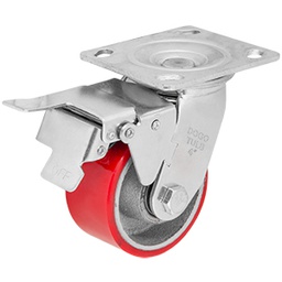 [ZF5066] RODAJA FIERRO PU ROJO GIRA / FRENO 4&quot;