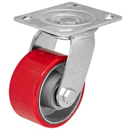 [ZF5062] RODAJA FIERRO PU ROJO GIRATORIA 4&quot;