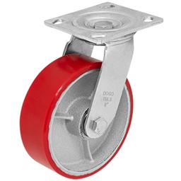 [ZF5064] RODAJA FIERRO PU ROJO GIRATORIA 6&quot;