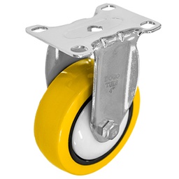 [ZF5282] RODAJA PU AMARILLO CROMADA FIJA 4&quot;