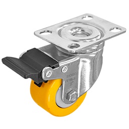 [ZF5286] RODAJA PU AMARILLO CROMADA GIRA/FRENO 2&quot;