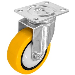 [ZF5285] RODAJA PU AMARILLO CROMADA GIRATORIA 4&quot;