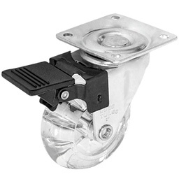 [ZF5254] RODAJA PU TRANSPARENTE GIRAT / FRENO 2&quot; 