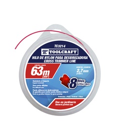 [TC3214] HILO DE NYLON P/DESBROZADORA2.7MM (.105&quot;) 63M TIPO DONA