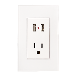 [8842935] CONTACTO Y DOS ENTRADAS USB CON PLACA DE ACRILICO BLANCA