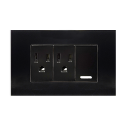 [8843940] APAGADOR Y CONTACTO DOBLE DE 24MM CON PLACA DE ACRILICO NEGRO