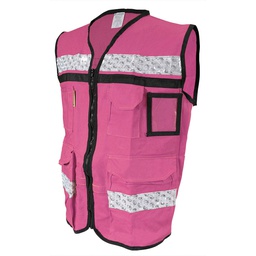 [SR-2030ROCRXG] CHALECO RESCATISTA CERRADO ROSA 100% ALGODON C/ REF TALLA XG