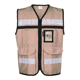 [ECO-2050BGCRMD] CHALECO BEIGE CERRADO  TIPO RESCATISTA LIGERO CLASE II TALLA MD