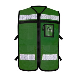 [ECO-2060VCRCH] CHALECO VERDE ABIERTO TIPO RESCATISTA LIGERO CON BOLSA TRASERA T-CH