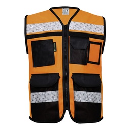 [ECO-2090ANCRGD] CHALECO ECOFRIENDLY ANARANJADO CERRADO TIPO RESCATISTA DE ALTA VISIBILIDAD T-GD