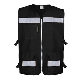 [ECO-3040NECRGD] CHALECO RESCATISTA ABIERTO NEGRO ALGODON/POLIESTER CON REFLEJANTE TALLA GD