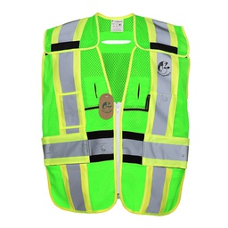 [ECO-1216VCR] CHALECO ECOFRIENDLY VERDE JERSEY DESPRENDIBLE PARA ARNES ANSI TIPO R CLASE 2, C/REF BICOLOR 4&quot;, UNITALLA
