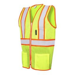 [ECO-1210AMCRX] CHALECO DE MALLA TIPO JERSEY ECOFRIENDLY AMARILLO, ANSI TIPO R CLASE 2, C/REF EN X BICOLOR 3&quot;, UNITALLA