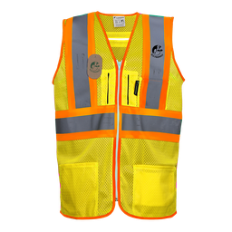 [ECO-1310AMCRV] CHALECO DE MALLA TIPO JERSEY ECOFRIENDLY AMARILLO, ANSI TIPO R CLASE 2, PARA ARNES C/REF BICOLOR 3&quot;, UNITALLA