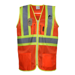 [ECO-1310ANCRV] CHALECO DE MALLA TIPO JERSEY ECOFRIENDLY ANARANJADO, ANSI TIPO R CLASE 2, PARA ARNES C/REF BICOLOR 3&quot;, UNITALLA