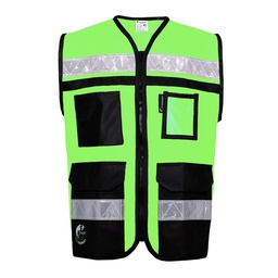 [ECO-2048VCRGD] CHALECO ECOFRIENDLY  RESCATISTA CERRADO C/ESPALDA JERSEY VERDE C/REF  TALLA GD