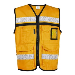 [ECO-2049AMCRGD] CHALECO BRIGADISTA HIBRIDO ECOFRIENDLY TIPO JERSEY AMARILLO TALLA GD