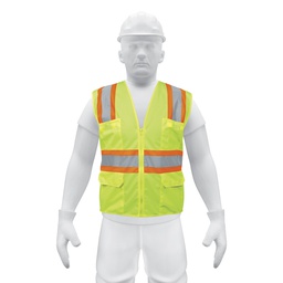 [13476] Chaleco de seguridad verde max visibilidad y 6 bolsas