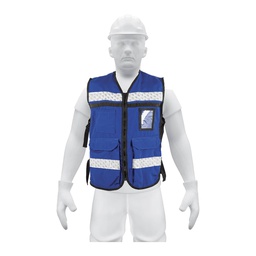 [14670] Chaleco brigadista con cintas reflejantes, color azul rey