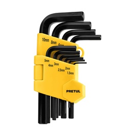 [21855] Juego 10 llaves allen mm punta hex con organizador, Pretul