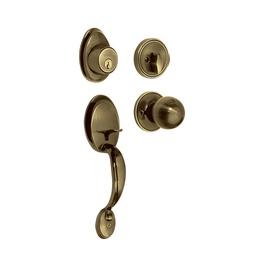 [23673] Jaladera, perilla y cerrojo mariposa, laton antiguo, Basic