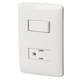 [46455] Placa armada contacto e interruptor, blanco, linea Italiana