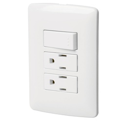 [46457] Placa armada 2 contactos e interruptor,blanco,linea Italiana