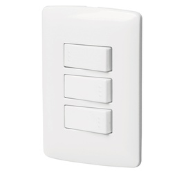 [46464] Placa armada 2 interruptores 1escalera blanco,linea Italiana