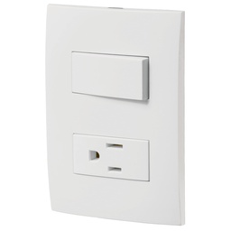 [46487] Placa armada contacto e interruptor, linea Oslo, blanco