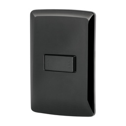 [47600] Placa armada 1 interruptor escalera, negro, linea Italiana