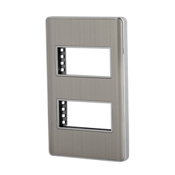 [47817] Placa de acero inox con 2 ventanas 1 modulo, linea Lisboa