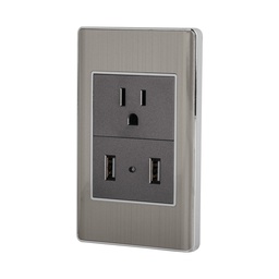 [47851] Placa armada acero contacto y 2 puertos USB 1.5 mod, Lisboa