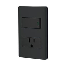 [47898] Placa armada negra interruptor y contacto 1 modulo, Lisboa