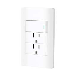 [47968] Placa armada blanca interruptor y 2 contactos 1 mod, Lisboa