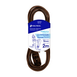 [48001] Extension electrica domestica 2 m cafe con clavija plana