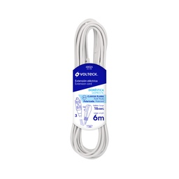 [48024] Extension electrica domestica 6 m blanca con clavija plana