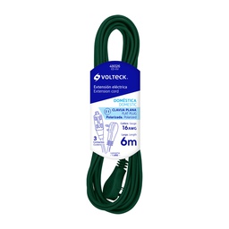 [48026] Extension electrica domestica 6 m verde con clavija plana