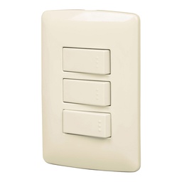 [48665] Placa armada 2 interruptores 1escalera,marfil,linea Italiana